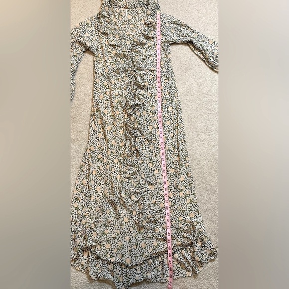 Free People Green and White Ruffled Wrap Maxi Dress Floral Women Medium - Picture 8 of 9